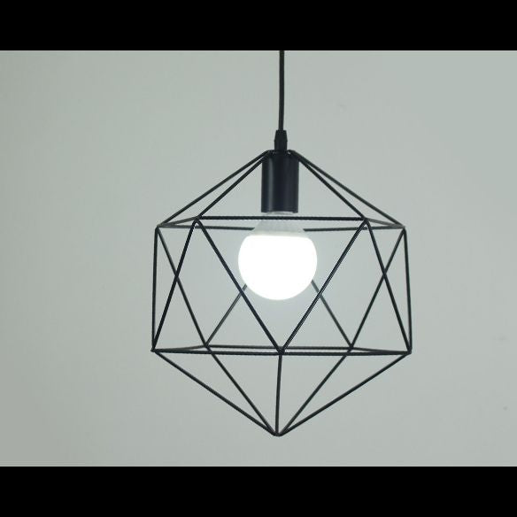 Black Metal 1 Light Anhänger Leichtes nordisches retro geometrischer Drahtkäfighängelampe für das Restaurant