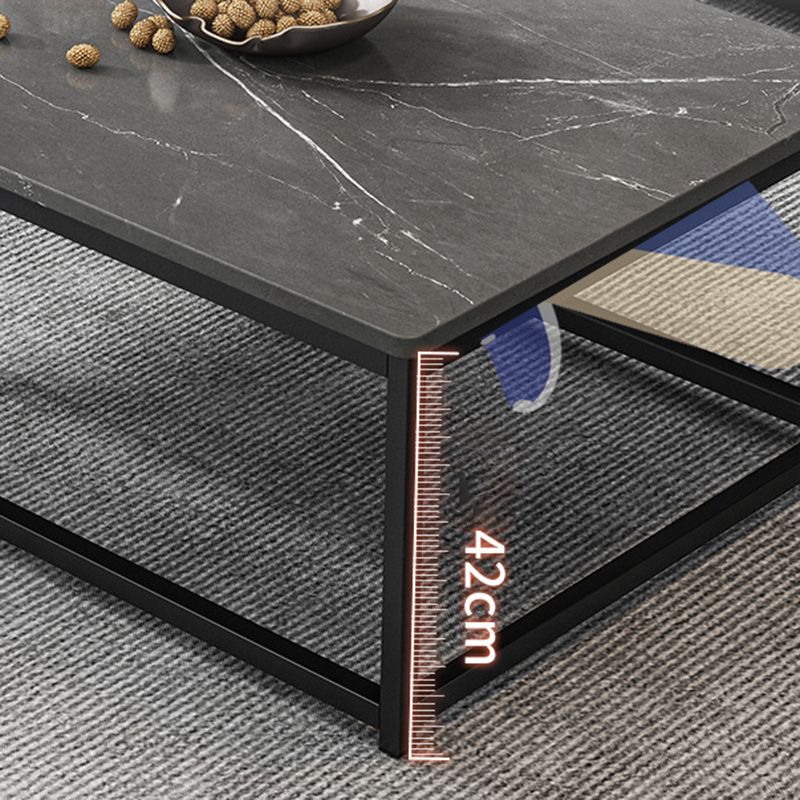 Modern Simple 1 Single Cocktail Table Rectangular Frame Coffee Table with Storage Shelf