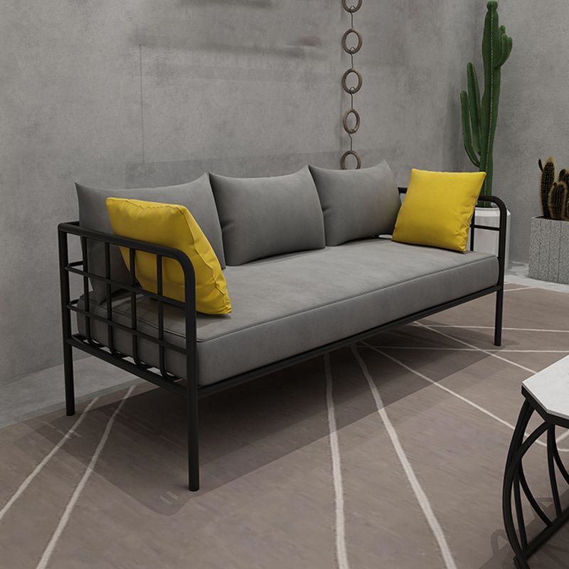 Contemporary Metal Square Arm Sofa Fabric Cushions Sofa for Living Room