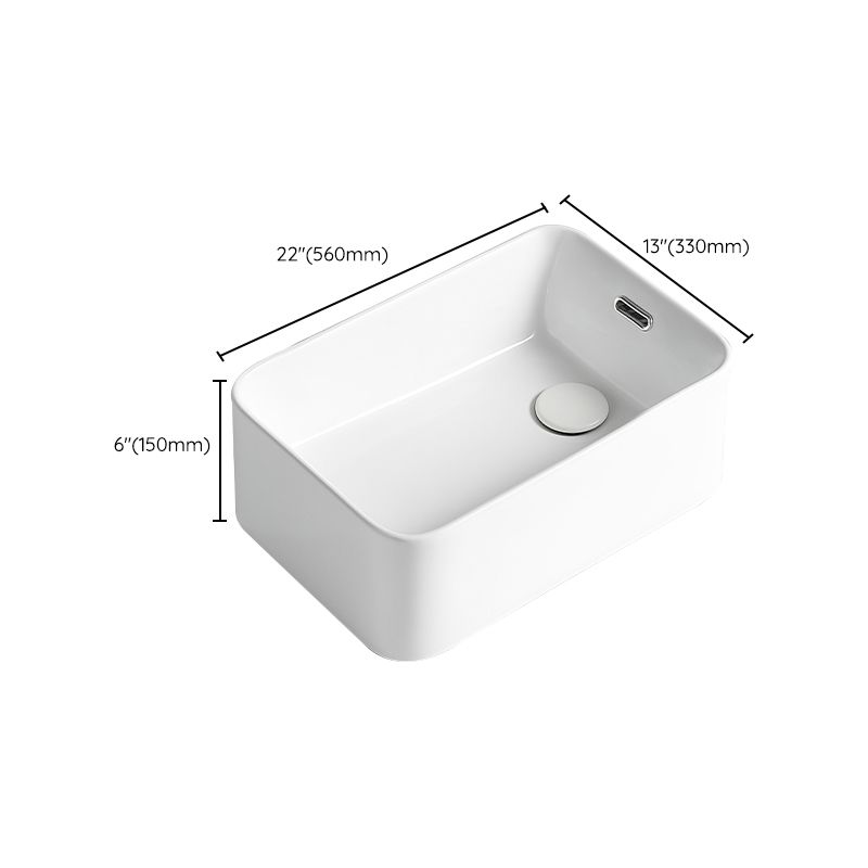 Modern Bathroom Sink Porcelain Solid Color Rectangular Vessel Bathroom Sink