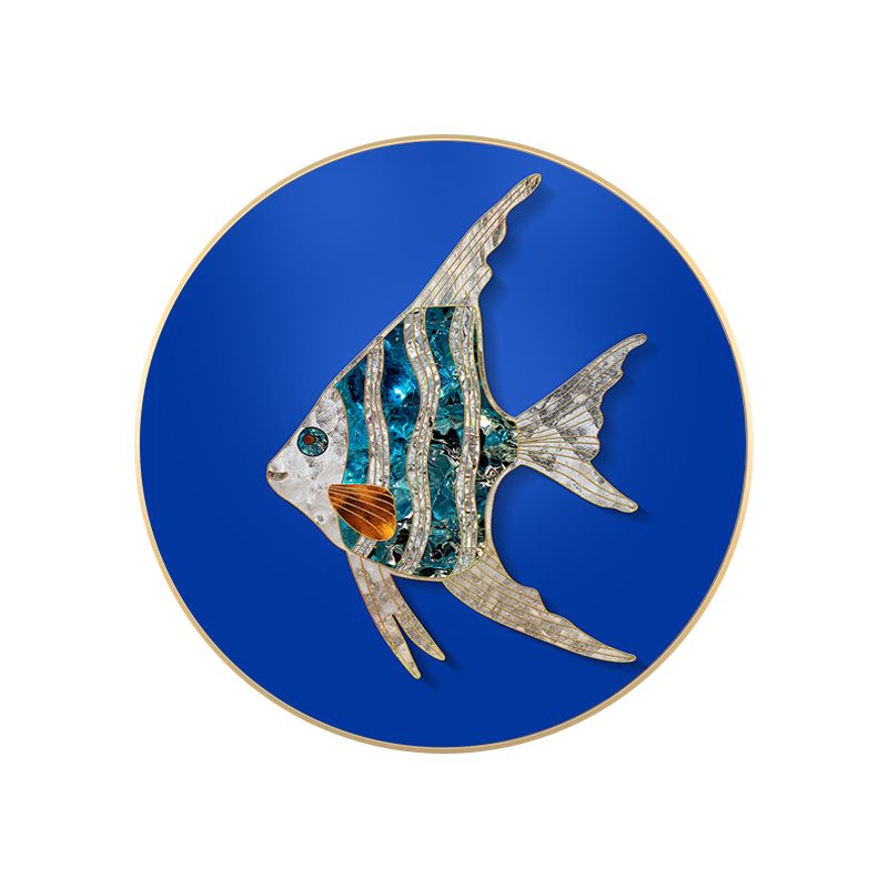 Soft Color Fish Painting Textured Contemporary Style Dining Room Canvas Wall Art