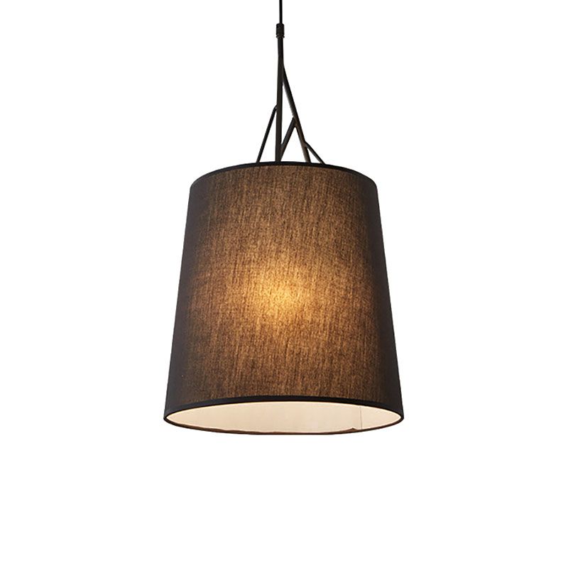 Tapered Suspension Pendant Modern Fabric LED Black/White Hanging Pendant Lamp for Living Room