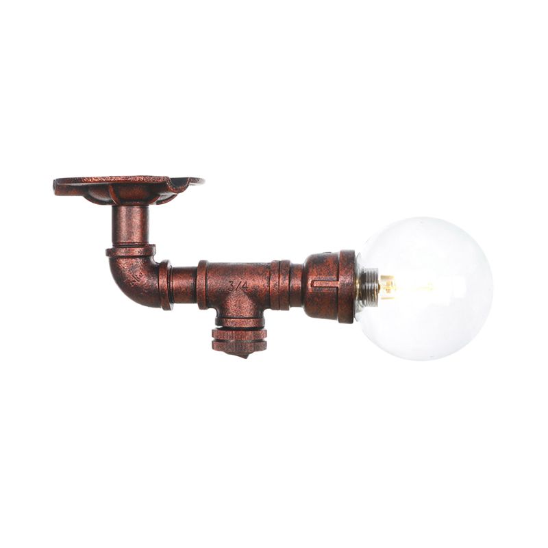 Klarglas Kupfer Semi-Flush Mount Kugel 1 Birne Antike LED Flush Deckenleuchte