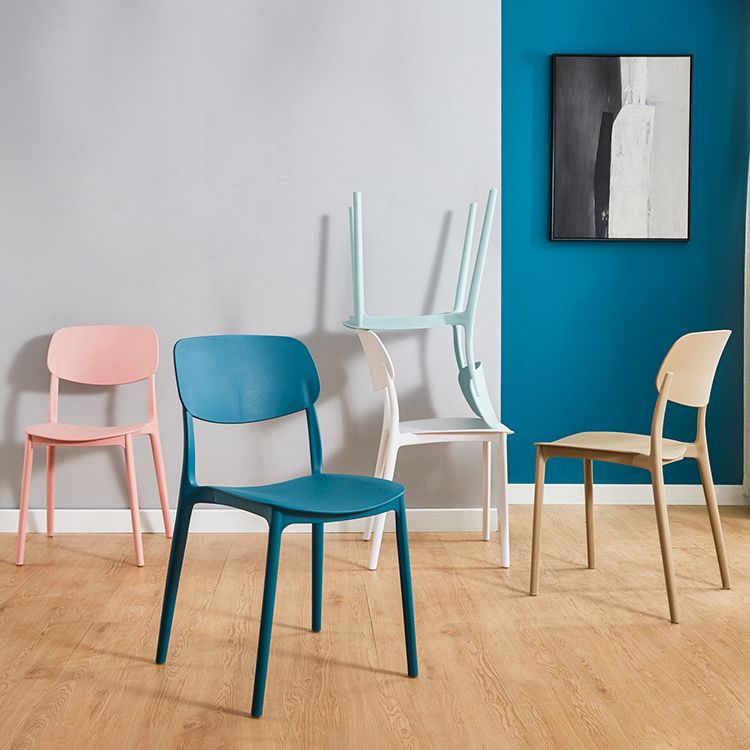 Glam Style Plastic Side Chair Matte Finish Open Back Home Use Dining Chair