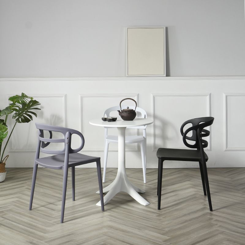 Scandinavian Arm Dining Chairs Plastic Low Back Dining Side Chair for Home