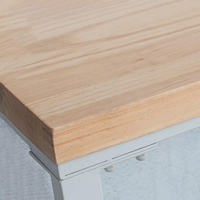 Indoor Wood Counter Wine Table Rectangle Natural and White Bar Height Pub Table