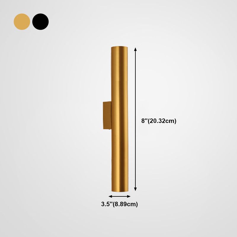 2 Lights Cylinder Wall Mounted Lamps Modern Style Metal Wall Sconces