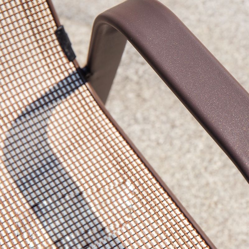 Stacking Patio Arm Chair Modern Metal Brown UV Resistant Dining Armchair