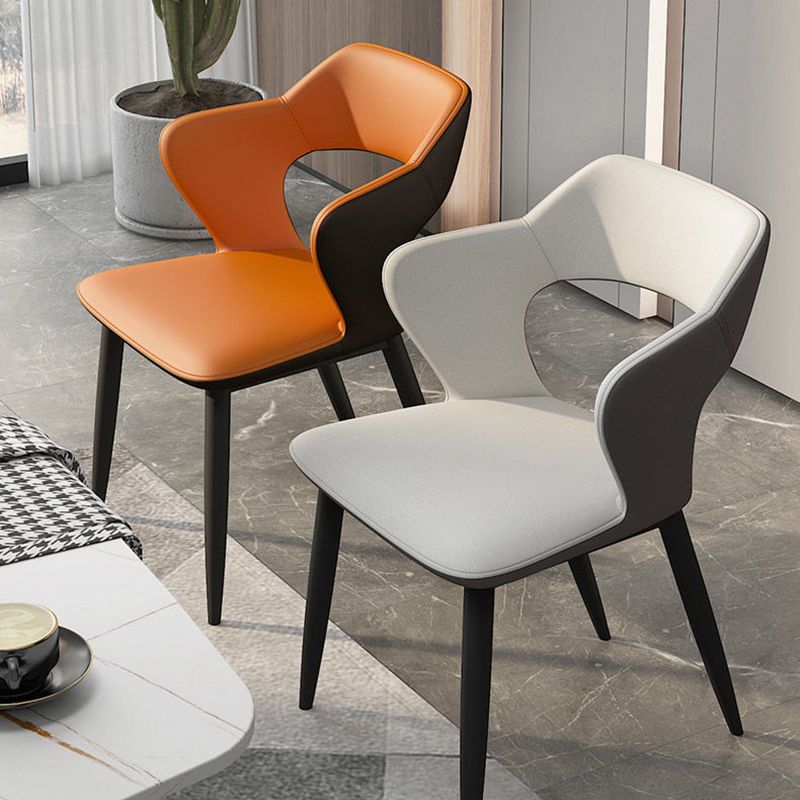 Metal Contemporary Dining Chair with Arms Matte Finish Open Back Dining Side Chair