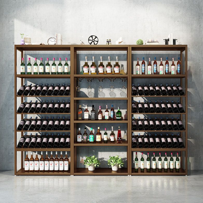 Modern Floor Wine Bottle & Glass Rack Metal Wine Rack with Shelf
