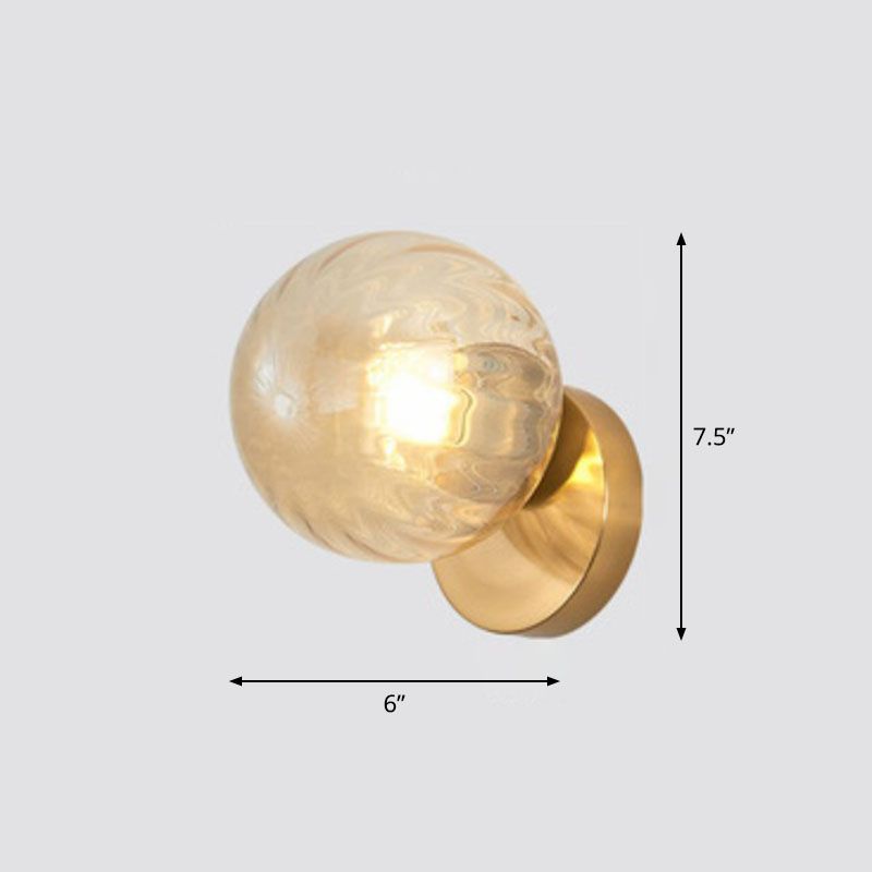 Postmodern Style Ball Wall Sconce Lamp Glass 1 Head Stairway Wall Lighting in Gold