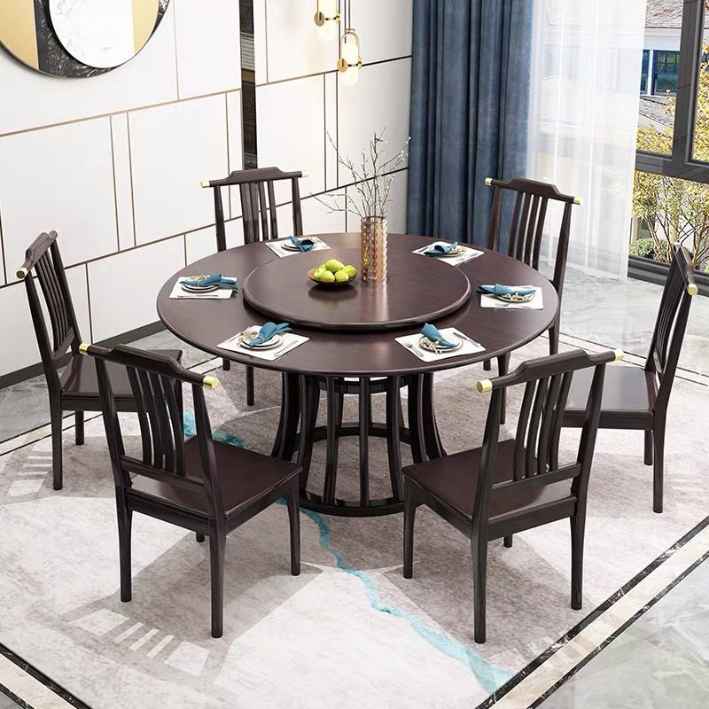 Rubberwood Solid Wood Table Round Dining Table for Kitchen Table