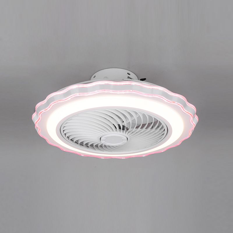 Children's Bedroom Fan Lamp Minimalist LED Semi Flush Mount Ceiling Light