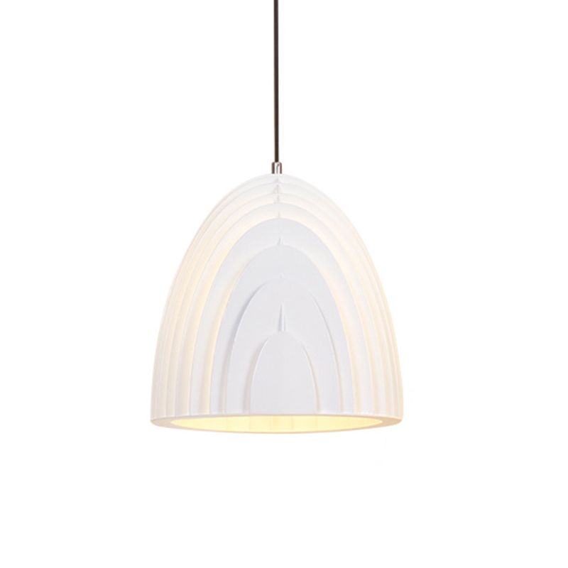 Macaron 1 Head Down Lighting White/Blue Trumpet Pendant Light Fixture with Metal Shade