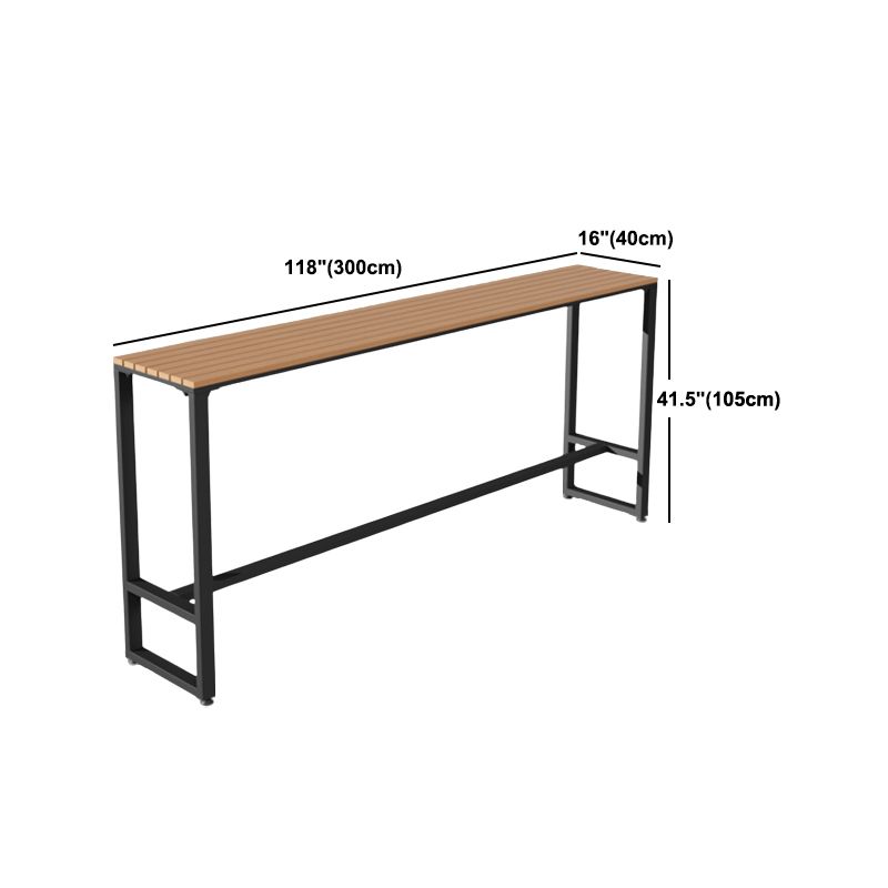 Outdoor Wooden Bar Table Industrial Trestle Footrest Counter Height Dining Table