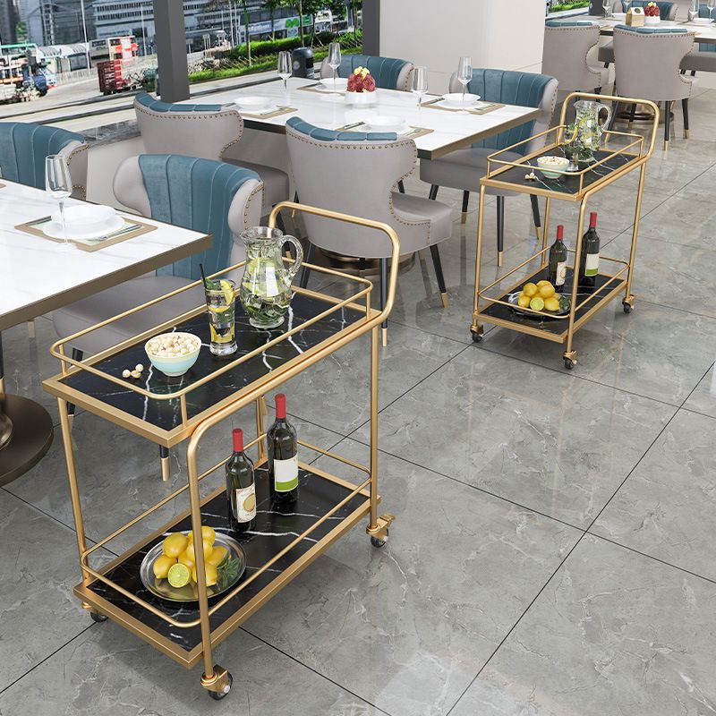 Metal Modern Prep Table Rolling Rectangular 33.86"H Prep Table for Dining Room