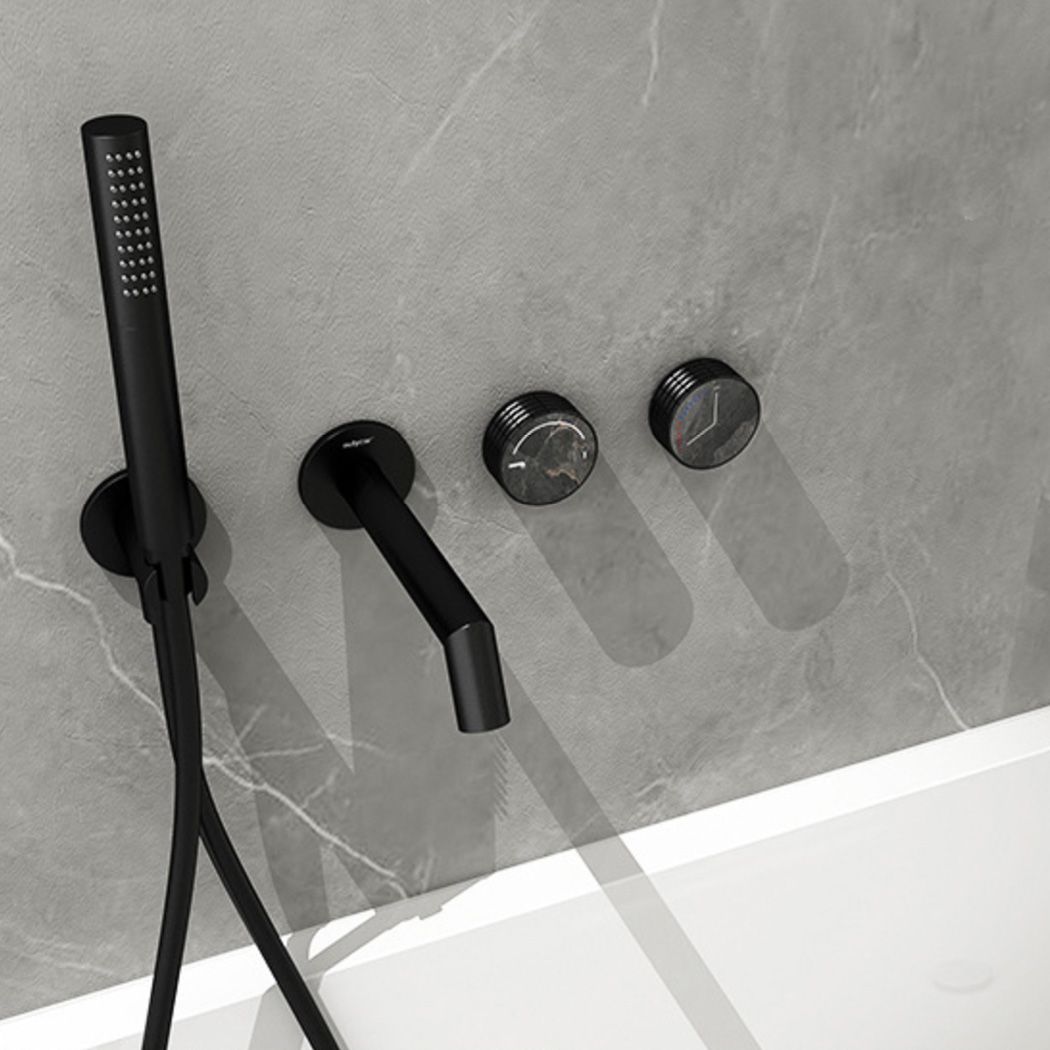 Wall Mounted Tub Faucet 2 Handle Valve Tub Spout Trim with Hand Shower