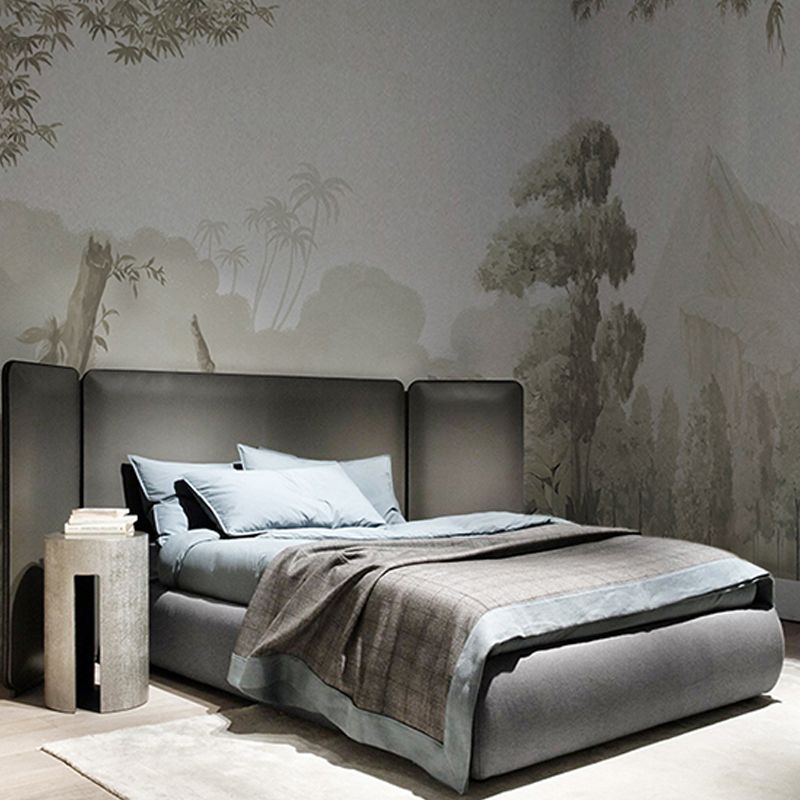 Unique Wall Mural in Industrial Grey with 3D Print Tree for Living Room, Non-Woven Fabric