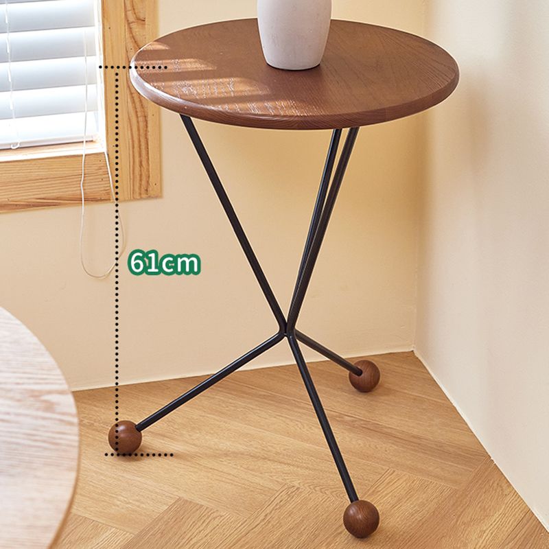 Scandinavian Solid Wood Round End Table Cross Legs Side Table