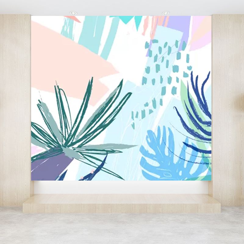 Stain-Proof Leaves Wall Mural Tropical Non-Woven Fabric Wall Art, Made to Measure