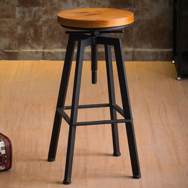 Industrial Dining Stools Adjustable Height Bar Stools with Footrest