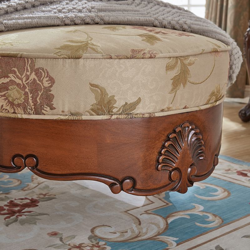 Living Room Chaise Rolled Arms Traditional Chaise Lounge with Cotton Upholster