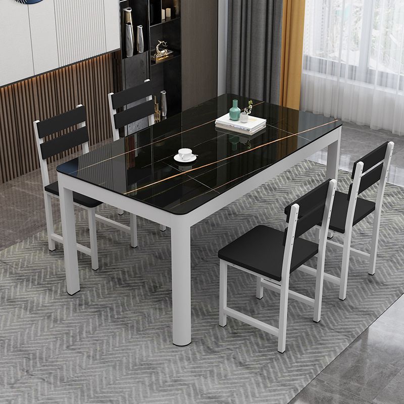 Metal Modern Rectangle Indoor Table Glass Top Table for Dining Room and Kitchen