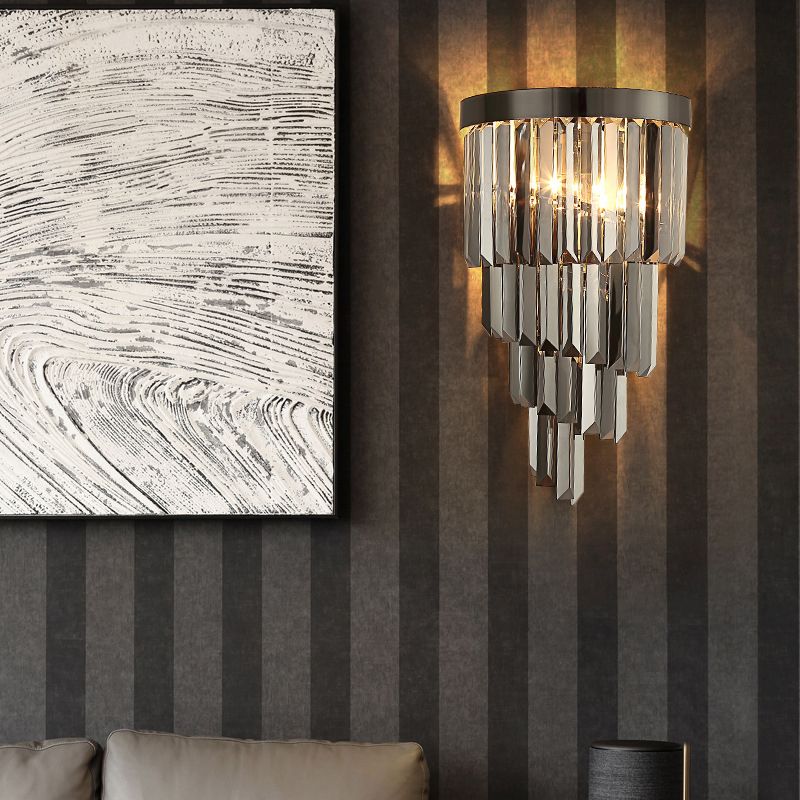 Crystal Geometric Shape Wall Sconce Modern Style 2 Lights Wall Light Fixture in Gray