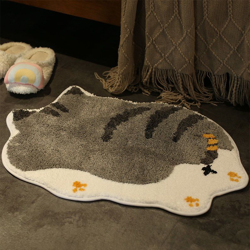 White Simple Rug Polyester Panda Rug Non-Slip Backing Area Rug for Living Room