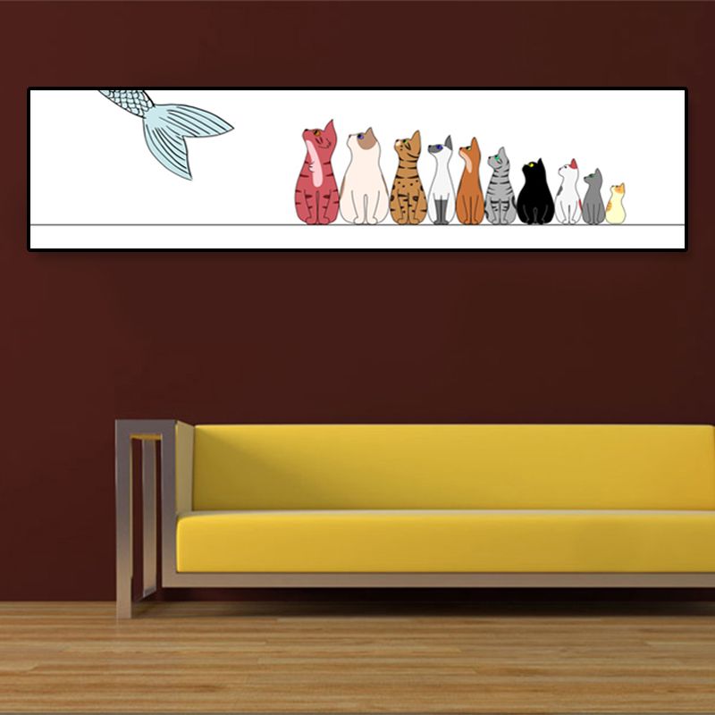 Dessin d'animaux sur toile, couleur Pastel, décoration murale de dessin animé pour chambre d'enfant