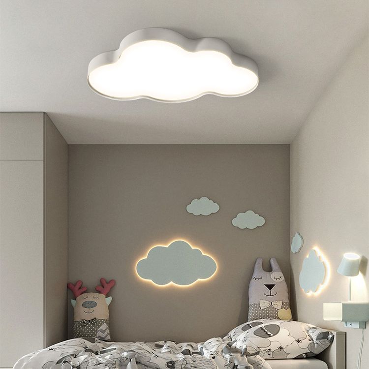 Cloud Shape Flush Light Modern Style Metal 1/2 Lights Flush Mount in White