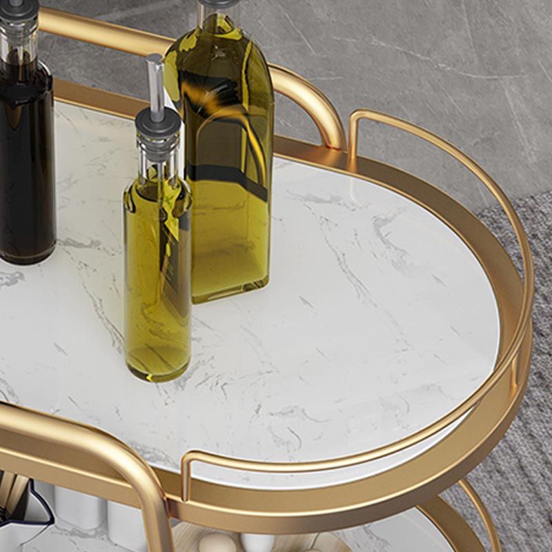 32.28"H Modern Rolling Prep Table Oval Metal Prep Table for Home Use