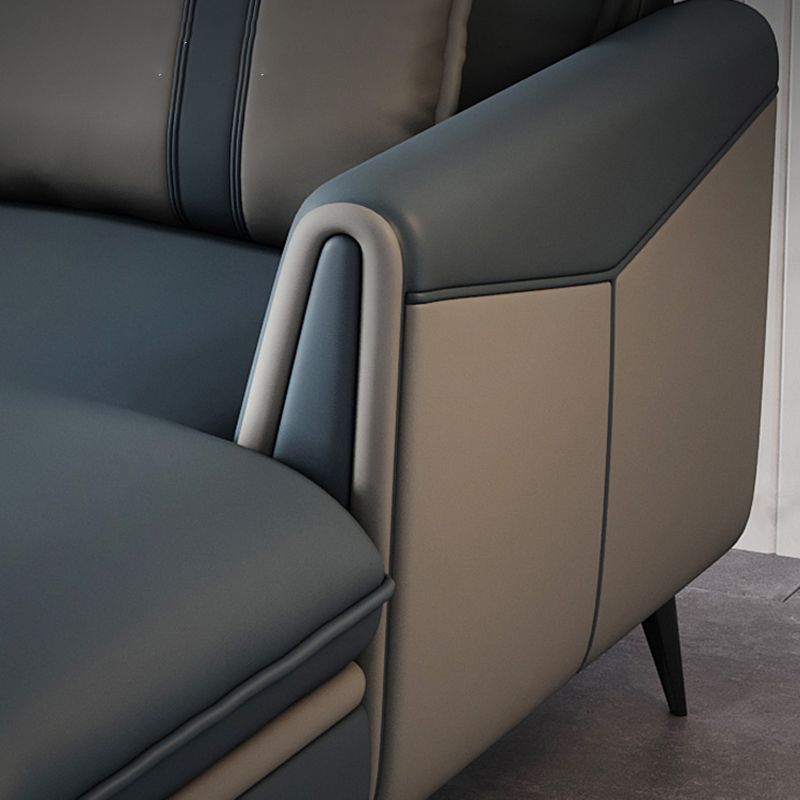 Scandinavian 35.43 " H Faux Leather Flared Arm Sofa & Chaise F