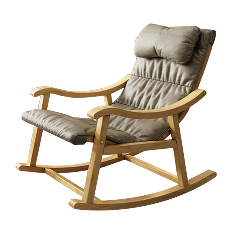 Creative Indoor Rocking Chair Faux Leather Rocker Chair with Wooden Legs