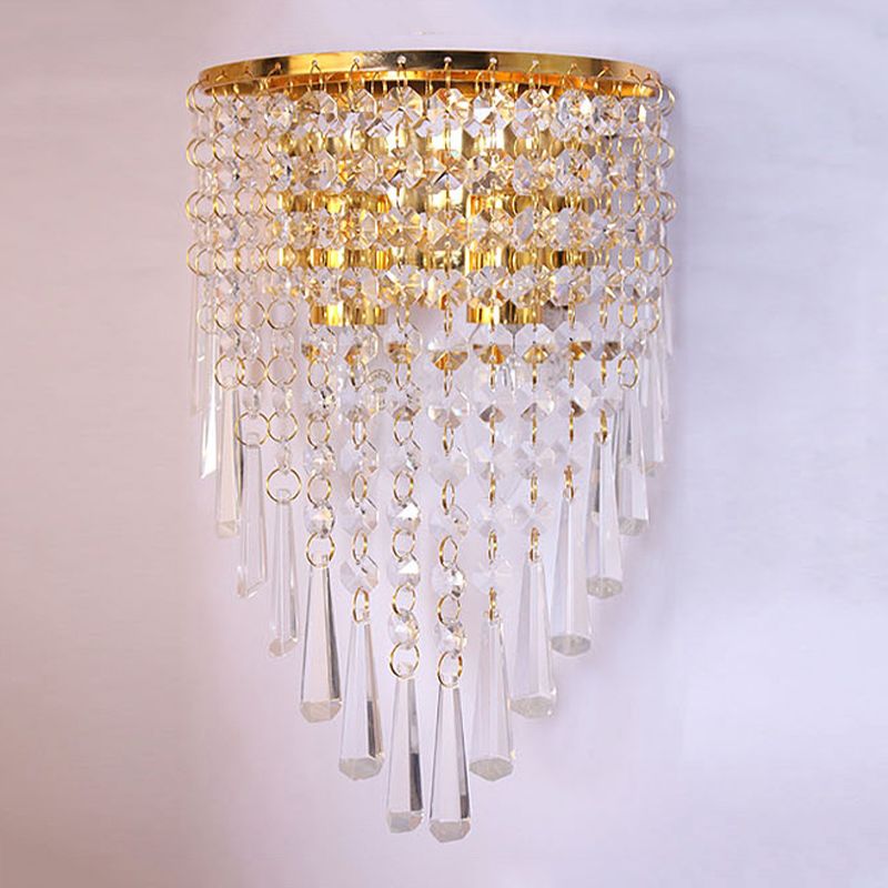 2-Light Unique Shape Wall Light Fixture Modern Crystal Wall Mounted Lighting