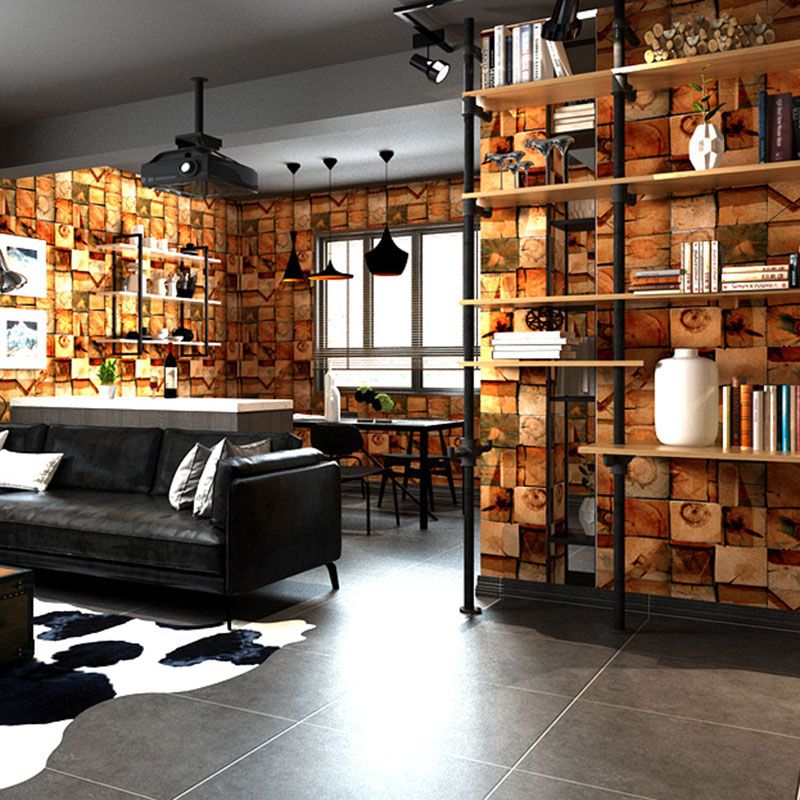 Plaster Faux Wood Effect Wallpaper in Pastel Yellow, Decorative Wall Covering 20.5" by 33'