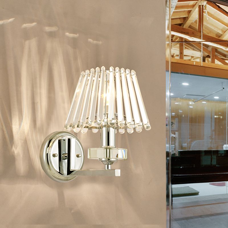 Pyramid Clear Crystal Wall Lighting Modern Stylish 1 Light Chrome Finish Wall Mount Light for Living Room