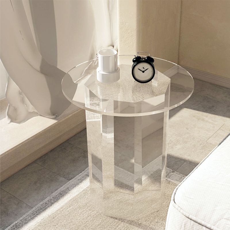 Contemporary Accent Side Table Pedestal Acrylic Round Living Room End Table