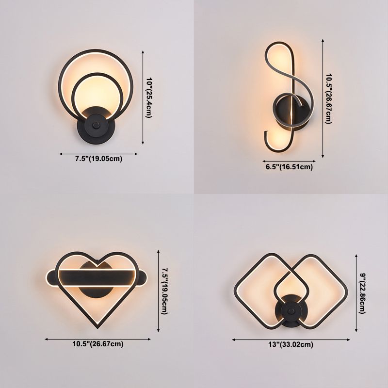 1 Light Unique Shade Murce Murce Modern Simple Style Wall Lighting en noir pour la chambre