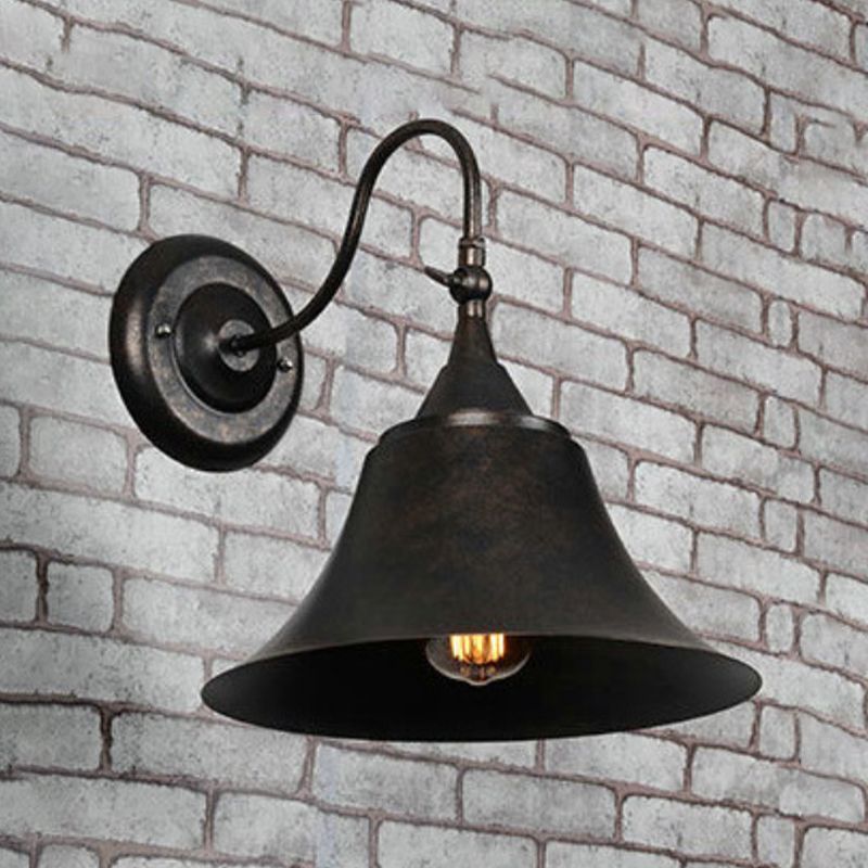 1-Light Wall Sconce Industrial Outdoor Sconce Lighting With Metal Shade