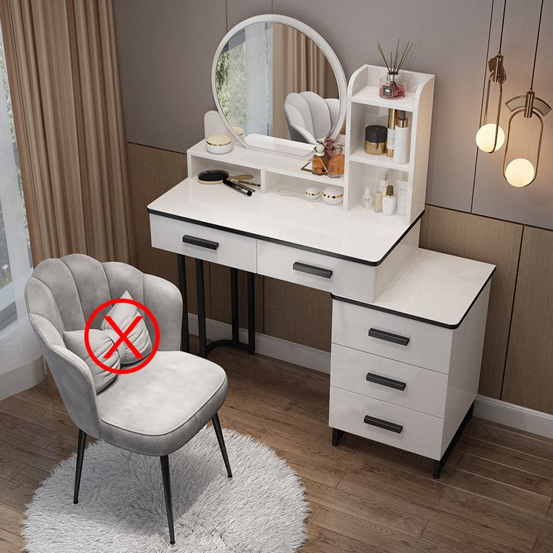 Mirrored Vanity Bedroom Make-up Vanity Table Set with 5 Drawers in White