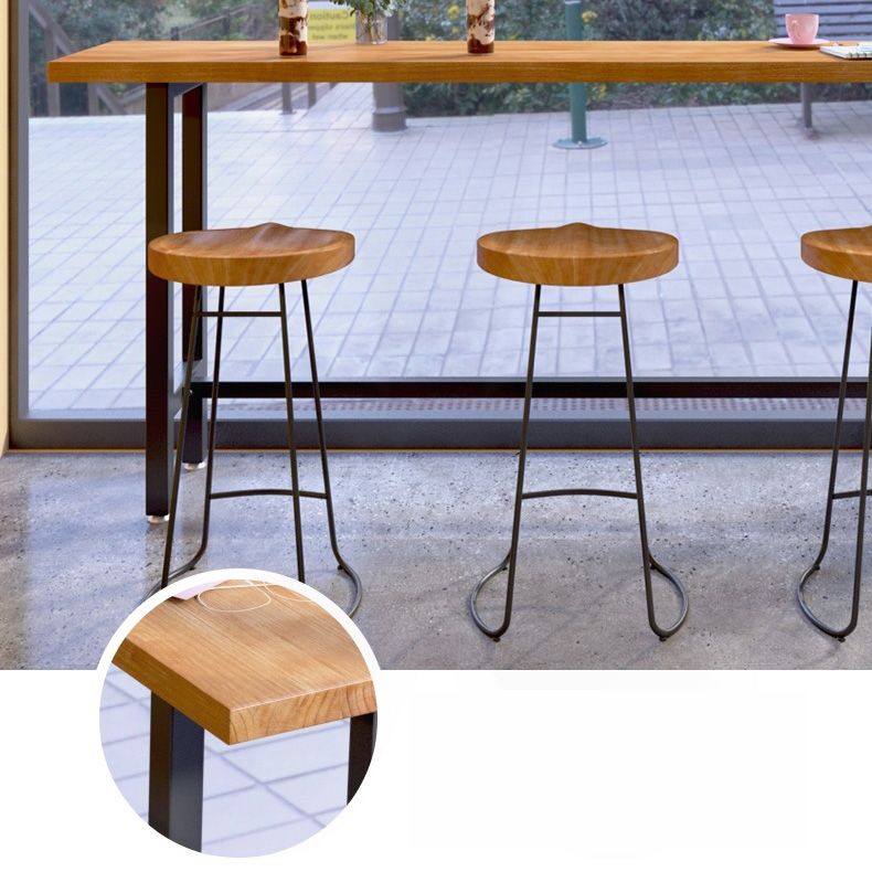 Black Metal Trestle Base Bar Table Industrial Rectangle Bar Height Table