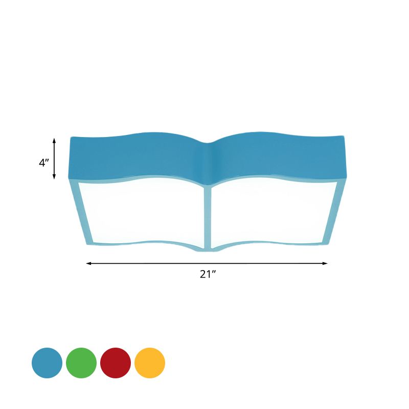 Book Acrylic Close to Ceiling Lamp Cartoon Led Red/Yellow/Blue Flush Mount Lighting for Living Room