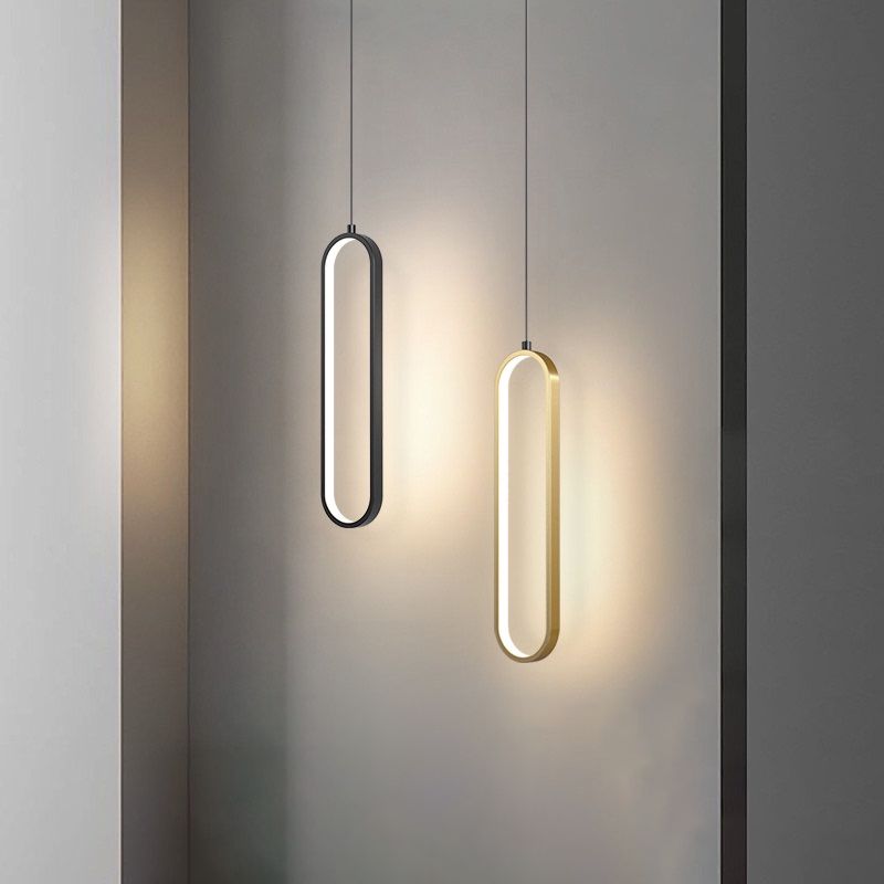 Illuminazione a sospensione lineare minimalista, tonalità rettangolare appesa la luce per camera da letto