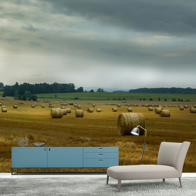 Customized Modern Straw Bale Mural Decal Light Color Wall Decor Mildew Resistant for Living Room