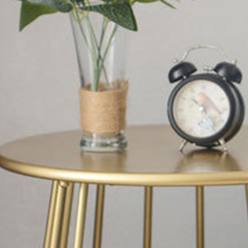 Medieval Modern Metal Table Round Top Frame Base Side Tablewith Shelf