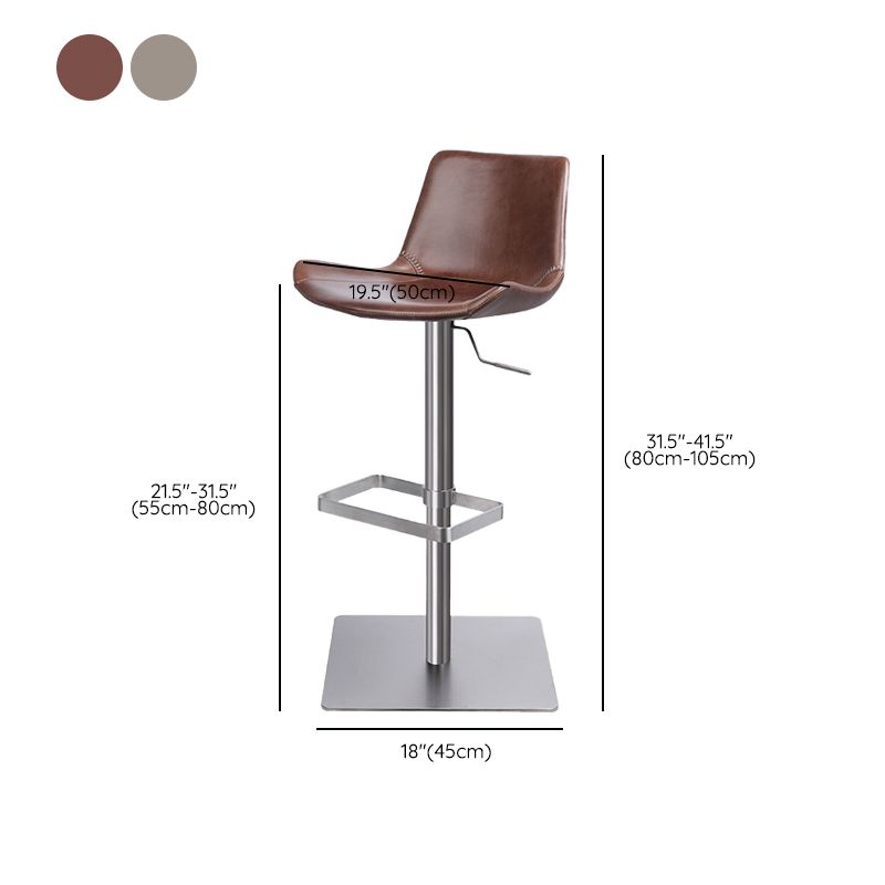 Contemporary Adjustable Height Swivel Leather Bar Stool with Footrest