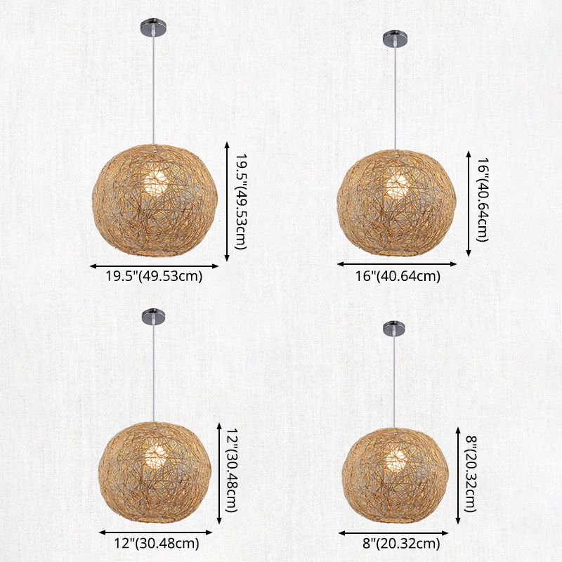 Rattan gewebter Globe Anhänger Einfachheit 1-Licht-Suspension Licht für den Untersuchungsraum
