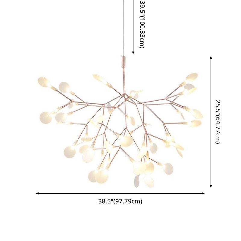 Roségold Sputnik Anhänger Licht im modernen kreativen Stil Schmiedeeisen Feuerfly -LED -Deckenlicht mit Acrylschatten
