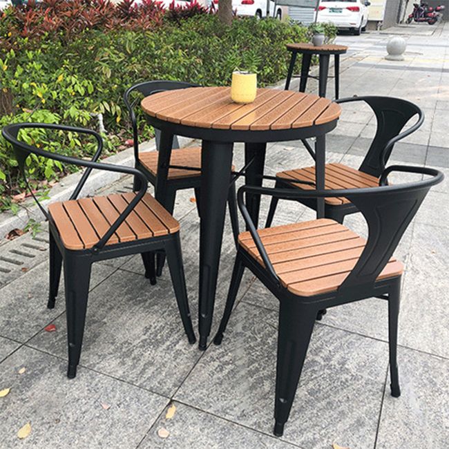 1/3/5 Pcs Metal Dining Table Set Industrial Round Dining Set